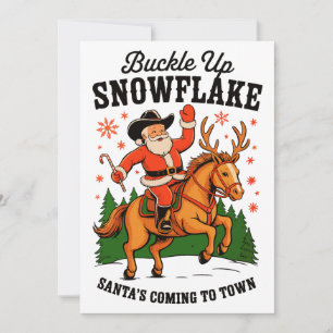 Riem Vast Sneeuwvlok Rodeo Cowboy Kerstman Kerstmi Feestdagenkaart