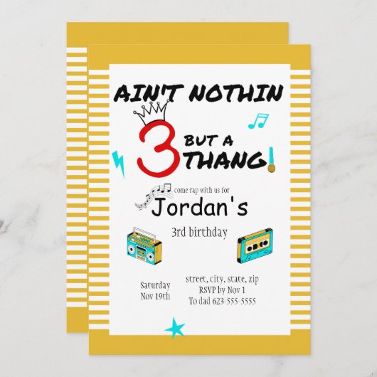 Rien d'autre qu'une invitation à 3 thang (Devant / Derrière)