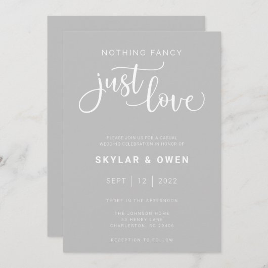 Rien De Fancy Just Love Faire-part de mariage (Devant / Derrière)