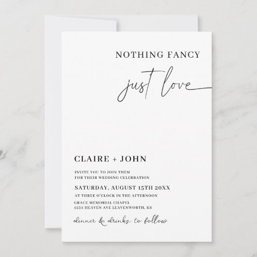 Rien De Fancy Just Love Faire-part de mariage (Devant)