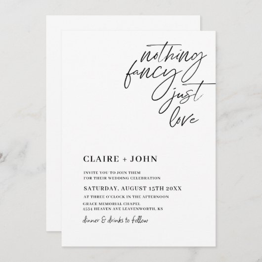 Rien De Fancy Just Love Faire-part de mariage (Devant / Derrière)