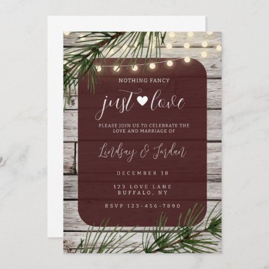 Rien De Fancy Just Love Invitation (Devant / Derrière)
