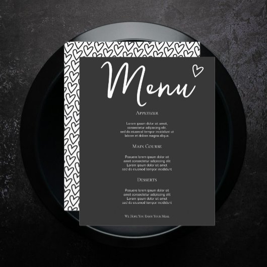 Rien De Fancy Just Love Menu Mariage personnalisé
