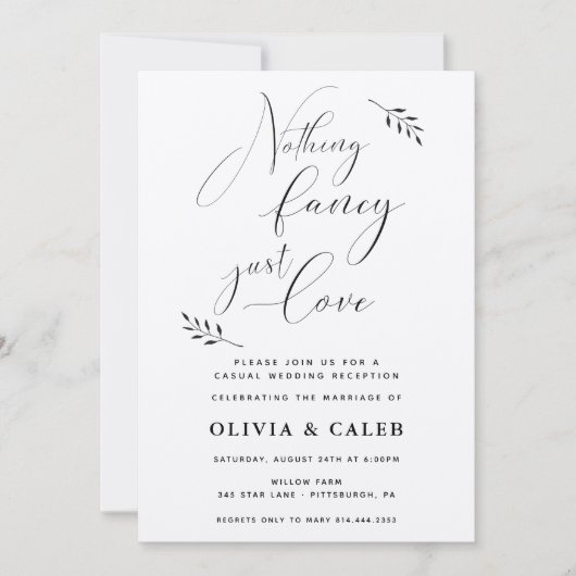 Rien De Fancy Just Love Réception Invitation (Devant)