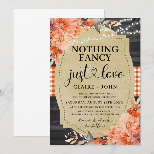 Rien De Fancy Just Love Rustic Faire-part de maria (Devant / Derrière)