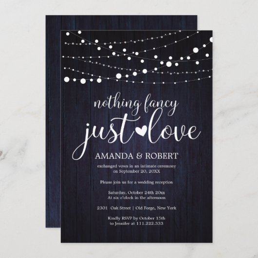 Rien De Fancy Just Love Rustic Wedding Invitations (Devant / Derrière)