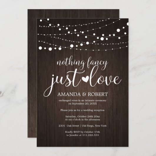 Rien De Fancy Just Love Rustic Wedding Invitations (Devant / Derrière)