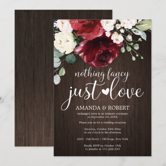 Rien De Fancy Just Love Rustic Wedding Invitations (Devant / Derrière)