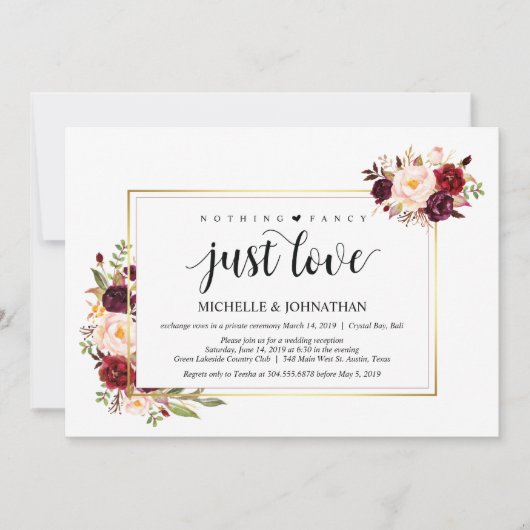Rien de fantaisie, Elopement Réception Carte d'inv (Devant)