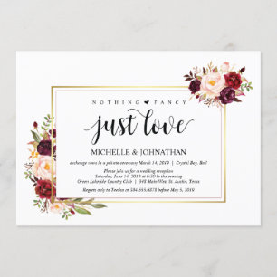 Rien de fantaisie, Elopement Réception Carte d'inv