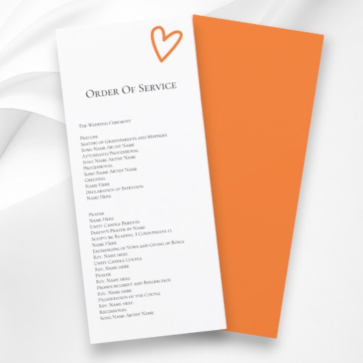 Rien de fantaisie Ordre du service Programme color