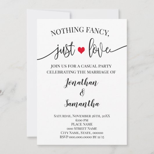 Rien de Fantastique Juste de l'Amour Invitation de (Devant)