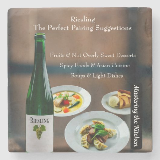Riesling Wijncombinatie Gids/Master the Kitchen Stenen Onderzetter (Voorkant)