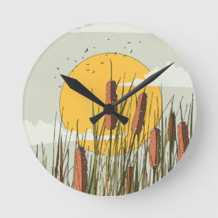 Riet in de Zonsondergang Ronde Klok