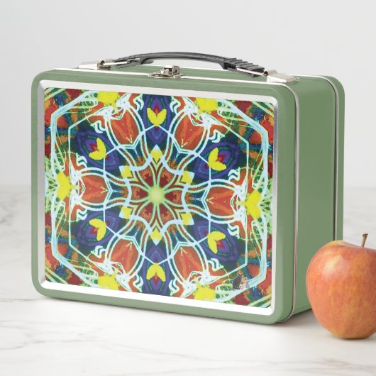 Rieten Kaleidoscoop Metalen Lunchbox (In situ)