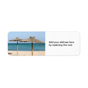 Rieten strandparasols etiket
