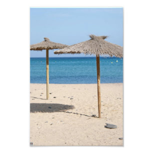 Rieten strandparasols foto afdruk