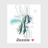 Rifbannervissen, gestreepte vis, onderzeese nautis sticker (Vel)