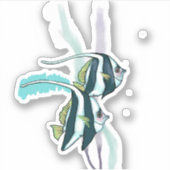 Rifbannervissen, gestreepte vis, onderzeese nautis sticker (Voorkant)