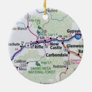 Rifle Colorado Map Keramisch Ornament