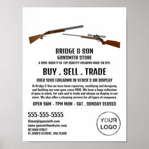 Rifle & Shotgun, Gunsmith, Gunstore Adverteren Poster
