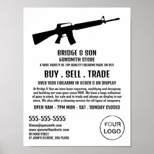 Rifle Silhouette, Gunsmith, Gunstore Adverteren Poster