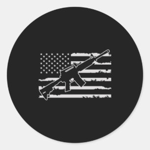 Rifle Weapon American Flag Ronde Sticker