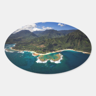 Riftunnels op het Hawaïaanse eiland Kauai Ovale Sticker