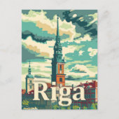 Riga Letland  retro reisillustratie Briefkaart (Voorkant)