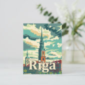 Riga Letland  retro reisillustratie Briefkaart (Staand voorkant)