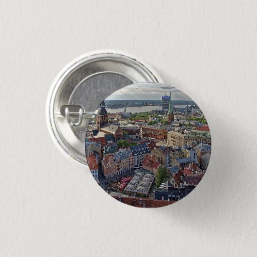 Riga, Letland stadsgezicht foto Ronde Button 3,2 Cm (Voorkant /achterkant)