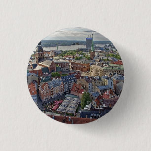 Riga, Letland stadsgezicht foto Ronde Button 3,2 Cm