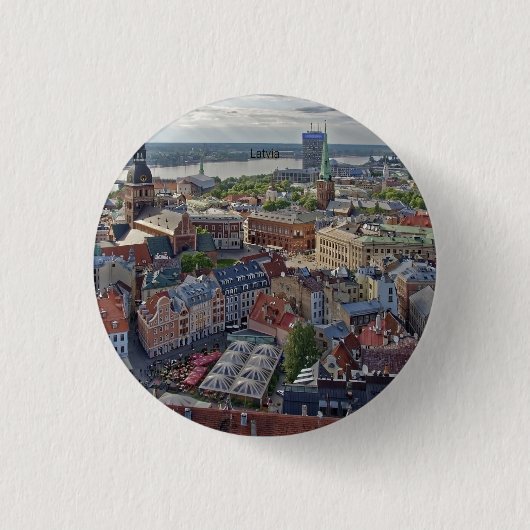 Riga, Letland stadsgezicht foto Ronde Button 3,2 Cm (Voorkant)