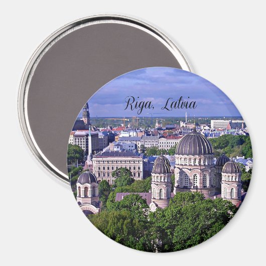 Riga, Letland stadsgezicht Magneet (Voorkant / Achterkant)