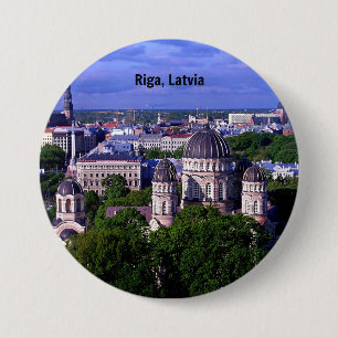 Riga, Letland stadsgezicht, Ronde Button 7,6 Cm