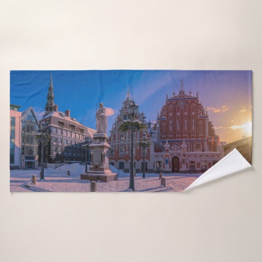 Riga Town Hall Square in de winter Bad Handdoek (Badhanddoek)