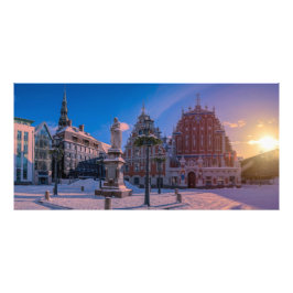 Riga Town Hall Square in de winter Foto Afdruk