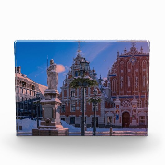 Riga Town Hall Square in de winter Fotoblokken (Voorkant)