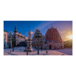 Riga Town Hall Square in de winter Perfect Poster