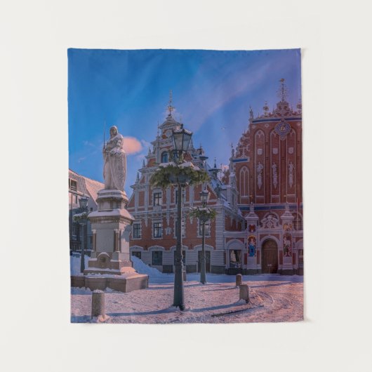 Riga Town Hall Square in de winter Wandkleed (Voorkant)