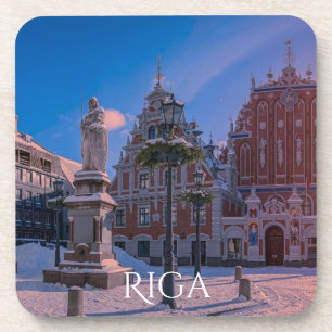 Riga Town Hall Square in het winterse Onderzetter