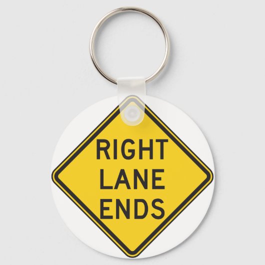 Right Lane Ends Road Sign Sleutelhanger (Voorkant)