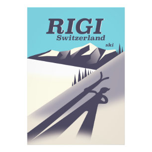 Rigi Zwitserland skiposter Foto Afdruk