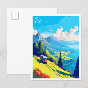 Rigi Zwitserland vintage reisillustratie Briefkaart