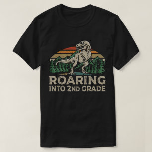 Rij 2e klas Dinosaur T Rex terug naar school T-shirt