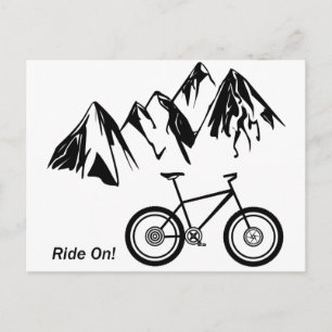 Rij aan! Mountain Bike Silhouette w/Mountains Briefkaart
