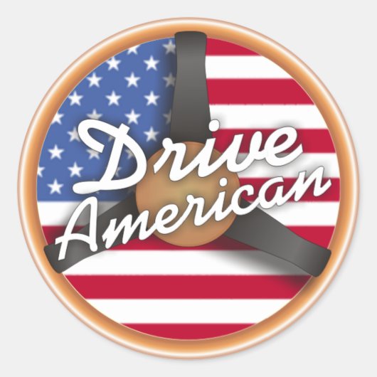 Rij Amerikaans! Ronde Sticker (Voorkant)