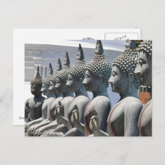 Rij boeddha-sculpturen Briefkaart (Voorkant / Achterkant)