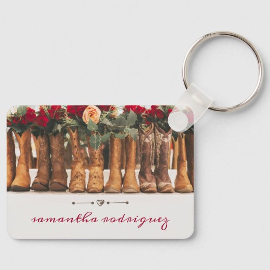 Rij Boots met bloemen Sleutelhanger (Voorkant)