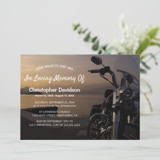 Rij hoog in de lucht | Motorrijder begrafenis Kaart (Staand voorkant)